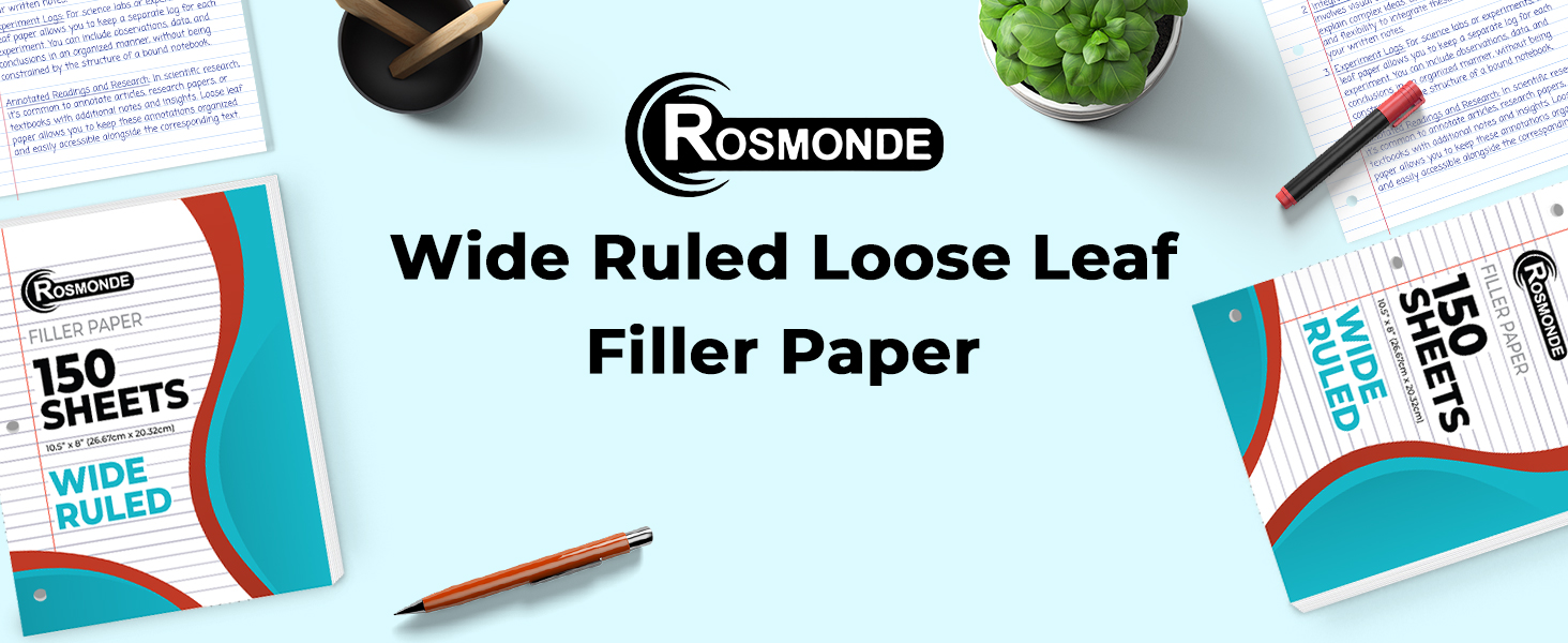 loose leaf notebook paper college ruled wide rule 3 hole punched lined paper packs of filler