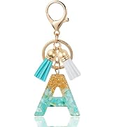 ANHBKAR Initial Letter Keychain Cute Resin with 2 PU Tassel, Letter Keychain for Backpack Charms,...