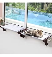 Zakkart 2PC Easy Seat Cat Perch for Window Sill - Hammock Design w/Pine Wood & Robust Metal Frame...
