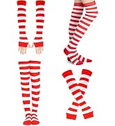 MCPINKY Striped High Knee Socks, 4 Pairs Novelty Character Costumes Including 2 Pairs Knee High S...