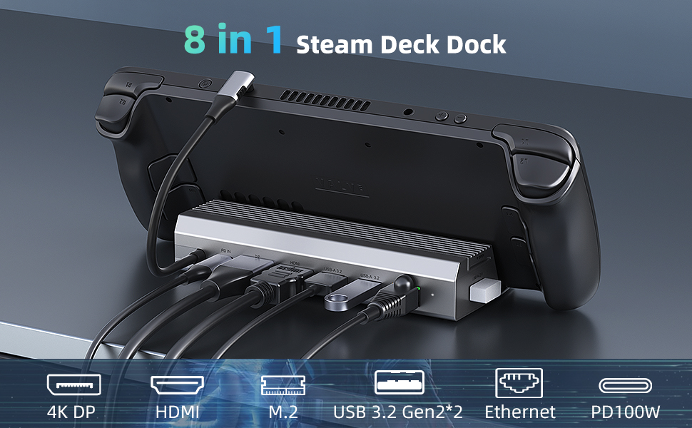 4K Multifunctional Dual-Monitors Steam Deck Dock