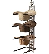 TICKCACY Cowboy Hat Rack for Wall, Metal Fleur-De-Lis Cowboy Hat Holder for 4 Hats, Vertical West...