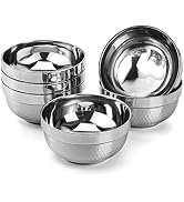 ZENFUN 6 Pack Stainless Steel Bowls, 17 Oz Double-walled Insulated Bowls, Deep Round Soup Bowls M...