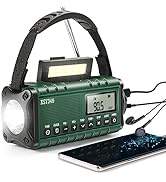 10000mAh Emergency Radio, Solar Charging, Hand Crank, NOAA Weather Alert Radio & Power Bank, SOS,...
