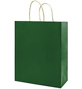 50 Pack 5.25x3.25x8 inch Small Green Gift Paper Bags with Handles Bulk, Bagmad Kraft Bags, Craft ...