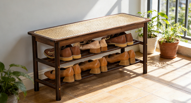 bamboo shoe bench
