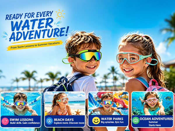 2 pack kids swim goggles large frame swim goggles kids wide view anti fog leakproof uv swim goggles