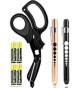 MEUUT 3 Pack Medical Scissors and penlights for Nurses with Four Batteries-One 8