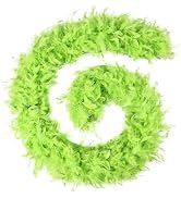 FeelfunFeather 80g Lime Green Feather Boas 2 Yards Turkey Chandelle Feathers Boa for DIY Craft We...