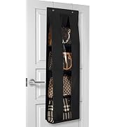 Lirex Over The Door Purse Organizer, Handbag Storage Organizer with 4 Clear Pockets Foldable, Pur...