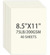 Cream Cardstock 8.5 X 11, 40 Sheets Card Stock, 75lb/ 200gsm Copy Paper, Cardstock Printer Paper ...
