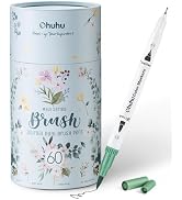 Ohuhu Markers for Adult Coloring Books No Bleeding 60 Colors Coloring Markers Water-based Dual Ti...