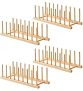 Worthyeah 4 PCS Bamboo Dish Dying Rack - Pot Lid Plate Organizer Holder for Cabinet - Cutting Boa...