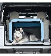 JOYTUTUS Collapsible Dog Crate, 32 Inch Portable Pet Crate for Car, Travel Dog Kennel Foldable Do...