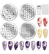 PH PandaHall 4pcs Miniature Flowers Nail Stamping Plates, Small Butterfly Leaf Nail Art Templates...