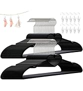 ZRKFSR Plastic Hangers 80 Pack, Black Slim Hangers Ultra Thin Space Saving - Plastic Hangers with...