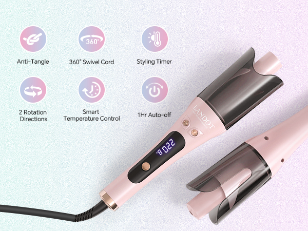 Automatic Rotating Curling Iron in Pink - Perfect Self Curling Iron