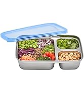 U Konserve Stainless Steel Rectangle Divided 3 Section Food Storage Bento Box Container, Leak Pro...