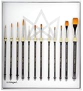 KINGART Original Gold Aqua Acrylic Handle 9000A Series, Premium Golden Taklon, Multimedia Artist ...
