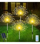 Solar Garden Lights Outdoor-4 Pack 120 LED Solar Powered Firework Stake Lights Waterproof Sparkle...