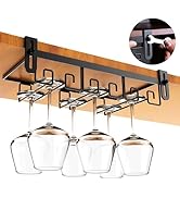 Wine Glass Rack, Wine Glass Holder Under Cabinet, No-Nail Adjustable Wine Glass Holder, Hanging W...