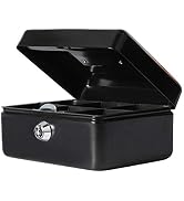 Small Cash Box with Key Lock, Decaller Portable Metal Money Box with Double Layer & 2 Keys for Se...