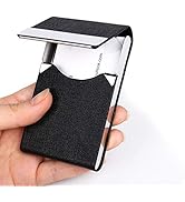 JuneLsy Business Card Holder Case Professional PU Leather Business Card Case Metal Name Card Hold...