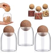RHBLME 3 Pack Glass Storage Containers with Ball Cork, 17 Oz/500ML Glass Jar with Cork Lid, Round...