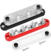 DaierTek Bus Bar Terminal Block 4 x 5/16" (M8) Terminal Stud, 6 x #8 (M4) Screw Terminal Positive...