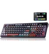 AULA F106 PRO Wireless Mechanical Keyboard, 104 Keys Gaming Keyboard with Knob & Screen, Tri-Mode...