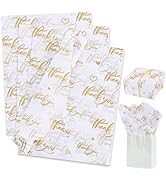 BEISHIDA Thank You Tissue Paper Bulk, White and Gold Wrapping Tissue Paper for Gift Bags, 14 x 20...