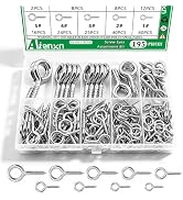 Aienxn 195PCS Silver Eye Screws Assortment Kit- 0.72", 0.77", 0.90", 1", 1.09", 1.18", 1.38", 1.5...