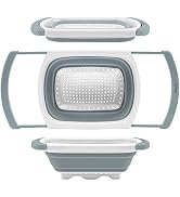 Qimh Collapsible Colander | Over The Sink Silicone Kitchen Strainers and Colanders with Extendabl...