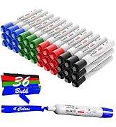 Comix Dry Erase Markers, Chisel Tip White Board Markers, 36 Bulk 4 Assorted Colors Low Odor Marke...