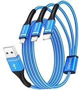 Multi Charging Cable 2Pack 4FT, 3 in 1 Charger Cable Braided Universal Phone Charging Cord with L...