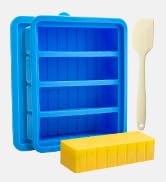 Silicone Butter Mold with Lid & Spatula, Non-Stick Butter Maker Tray and Container for Homemade B...