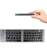 Foldable Bluetooth Keyboard Portable Ultra Slim Multi Device Mini Wireless Keyboards 66 Keys Pock...