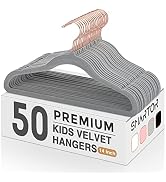 Smartor Kids Velvet Hangers 50 Pack, 14'' Inch Premium Non Slip Kids Felt Hangers for Closet, Spa...