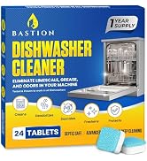 Bastion Dishwasher Cleaner Tablets - Lemon-Scented, Heavy Duty Cleaning, 12-Month Supply (24 Tabl...