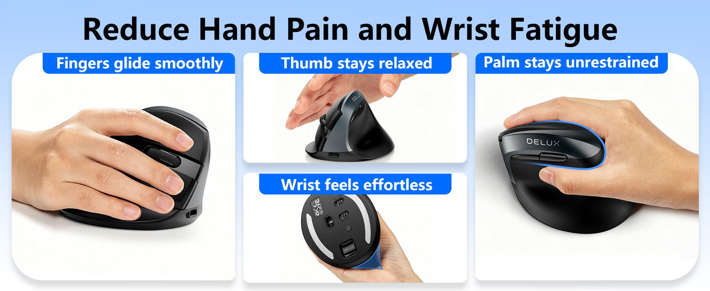 DELUX Wireless Ergonomic Mouse