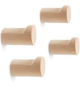 bsdonte Wood Wall Hooks, 4 Pack Natural Wooden Coat Hooks Wall Mounted, Rustic Hat Hooks, Heavy D...