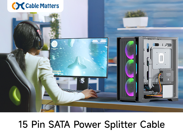 15 Pin SATA Power Splitter Cable
