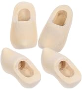 Miniature Wooden Shoes Doll Unfinished Wood Shoes 2 Pairs Blank Mini House Decor Dollhouse for DI...