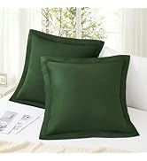 KKJIAF Olive Green 26x26 Euro Pillow Covers Set of 2, Soft & Cozy Cotton Euro Pillow Shams, Wrink...
