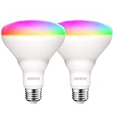 ANWIO Smart Light Bulb BR30 RGB Color Changing LED WiFi Dimmable Multicolor Light Bulbs E26 Base,...