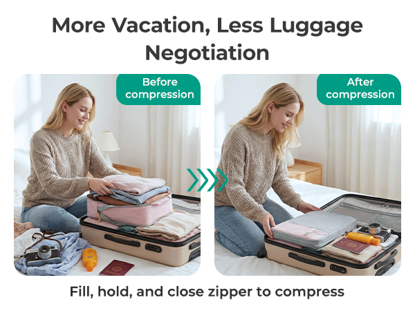 Compression packing cubes