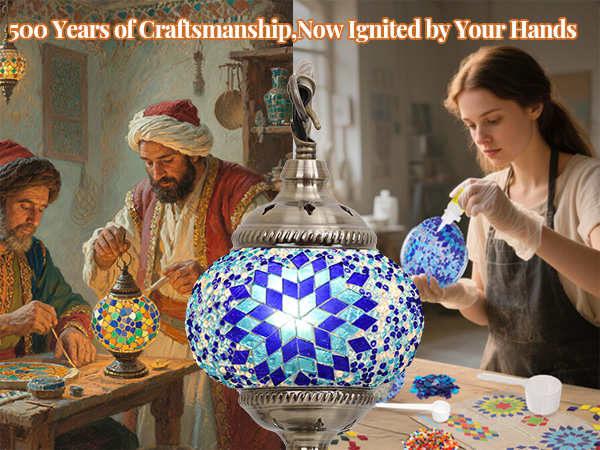 DIY Moroccan Stained Glass Turkish Mosaic table Lamp making Kit Adults Living Room Bedroom