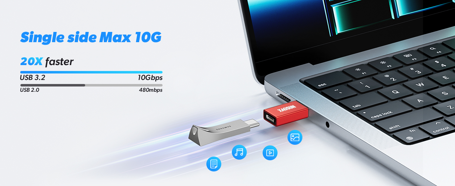 XAOSUN 10Gbps USB to USB C Adapter 3 Pack