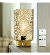 ULAROOM Cordless Lamps Rechargeable Battery Operated lamp,Glass Table Lamp Remote Control-Dimmabl...