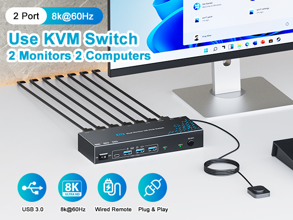 KVM Switch 1 Monitor 2 Computers HDMI